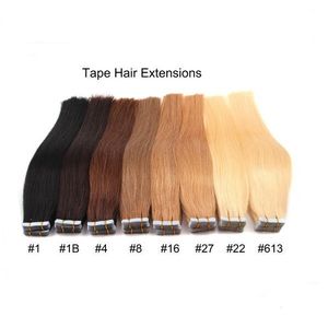 ELIBESS Tape Human Hair 2.5 g / pcs 40pcs / pack 14 '' - 26 '' # 1 # 2 # 4 # 6 # 8 # 27 # 60 # 613 Remy Tape en trama de piel de cabello humano