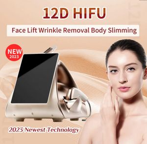 Promoción al por mayor 12D HIFU Levante de la cara Anti-envejecimiento Cuerpo portátil Cuerpo adelgazante Apretando instrumento estético para la clínica de spa de salón de belleza