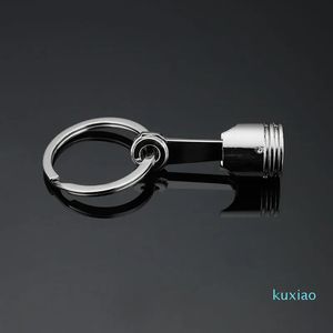 Cadeaux promotionnels en gros de la voiture de piston en métal argenté Keychain Key Fob Engine Fob Key Chain Ring Key