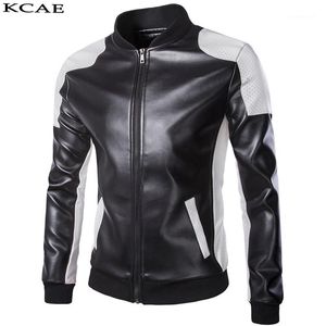 Cuero de los hombres de imitación al por mayor-punk motor chaqueta moto negro blanco chaquetas hombres motocicleta slim fit biker masculino pu abrigo1