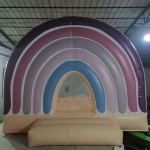 wholesale PVC Rainbow Bounce House Gonflable Blanc Château gonflable Soft Play Châteaux Sautant videur Maison cavalier avec ventilateur Pour les audits des enfants