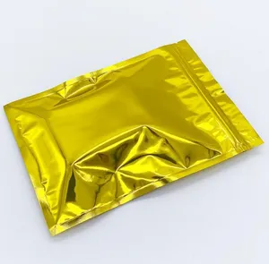 Sacs d'emballage en aluminium refermables en gros de papier d'aluminium d'or Serrures de valve avec un paquet de tirette pour l'emballage sec de haricot d'écrous de nourriture