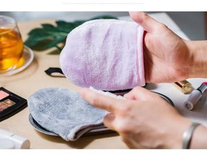 Al por mayor-Reutilizable Microfibra Paño facial Toalla facial Removedor de maquillaje Herramienta de guante de limpieza