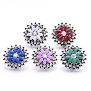 Wholesale Rhinestone 18mm Snap Button Butter Metal Oval Acrylic Beads Charms for SNAPS Hallazgos de Joyería Proveedores