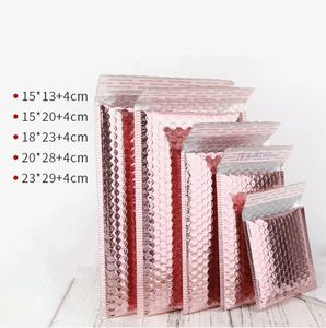 wholesale Bolsas de embalaje de sobres de burbujas de oro rosa Sobres impermeables a prueba de golpes Sobres con adhesivo autosellante de varios tamaños