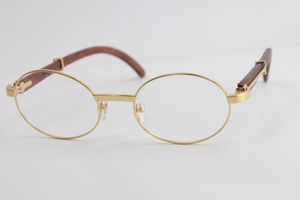 Lunettes de vue rondes en gros de luxe Vintage Lunettes optiques en bois Hommes Lunettes en métal doré 18 carats Taille: 55-22-135mm Designer Hommes Femmes