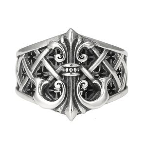 Bague en argent pour hommes, vente en gros, personnalité punk, marque de mode, ancre ouverte, index unique en argent