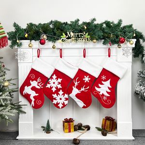 Venta al por mayor Calcetines de Santa Festival Presente Decoración del hogar Adorno de fiesta Calcetín de Navidad rojo