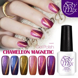 Al por mayor-Sexymix El más nuevo esmalte de uñas en gel para ojos de gato Empapa del gel de uñas de color UV 12 colores para elegir Barniz de gel UV magnético 3D de alta calidad