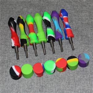 Narguilés en gros Silicone Nectar avec pointes en titane 10mm Mini Dab paille fumer Dabber outil pour verre eau Bongs bols en verre