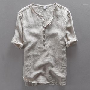 Camisas casuales para hombres al por mayor de moda simple hombres camisa lino sólido lino transpirable para hombre de verano ropa masculina1