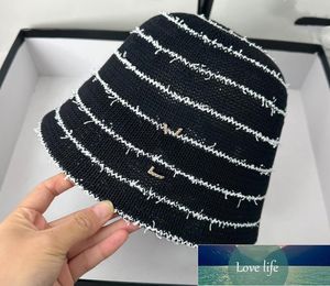 Gros simple rayé patchwork couleur pêcheur chapeau femmes printemps et été tricoté respirant tout bassin chapeau sortie pare-soleil glace soie seau chapeaux