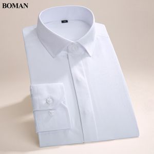 Al por mayor-SpringAutumn Camisas de vestir con cuello cuadrado para hombres de alta calidad Camisas formales para hombres Estilos clásicos de color sólido Ropa de trabajo