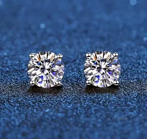 Stude en gros Real Boucles d'oreilles Moisanite 14K 14K Gold plaqué Sterling 4 Porging Diamond Earge pour femmes Men Men Oreau