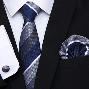 Gros Style cadeau de mariage cravate poche carrés ensemble cravate solide noir hommes costume accessoires Fit lieu de travail d'affaires 240323