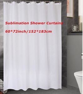 De gros! Sublimation rideaux de douche blanc blanc 100% Polyester 60*72 pouces salle de bain rideau transfert de chaleur simple côté tissu A12