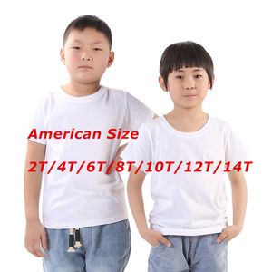 Vente en gros Sublimation Blanc Blanc Toddler Transfert de Chaleur T-shirts Polyester Vêtements DIY Parent-enfant Vêtements Taille Américaine 2T / 4T / 6T / 8T / 10T / 12T / 14T A12
