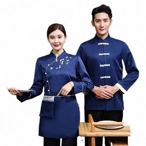 wholesale Fourniture de serveur d'automne et de vêtements d'hiver pour femmes, uniforme de restauration de restaurant, manches Lg, plus la taille de style chinois Hot Po Q9c9 #