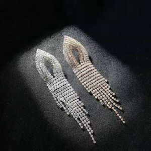 Boucles d'oreilles de mariage de mariée en gros-gland pour femmes designer de luxe bling diamant boucle d'oreille danling or fiançailles frange bijoux cadeau