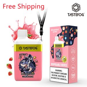 Commerce de gros Tastefog Astro Puff 7000 Vape jetable E-Cigarette avec E liquide 2% 5% et lanière