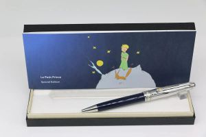 Stylo à bille de la série Petit Prince, couleur argent et bleu, avec garniture, fournitures scolaires et de bureau, cadeau parfait, vente en gros