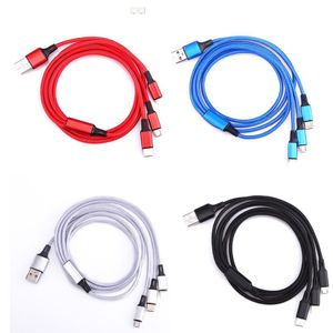 Cable cargador Micro USB tipo C 3 en 1 de 1,2 m, Cable de carga Usb múltiple de corriente 2.1A, Cable de teléfono móvil Usbc para ios/Android/tipo C