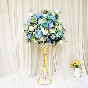 Soporte de flor de metal de boda chapado en oro Centro de mesa alto Jarrones de soporte geométrico para mesa soporte de exhibición floral Arreglo de boda