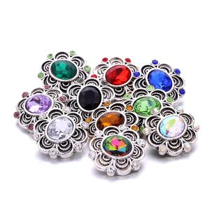 Venta al por mayor Vintage Rhinestone Snap Buttons Broche 18mm Metal Decorativo Oval Zircon Button charms para DIY Snaps Jewelry Findings proveedores de fábrica