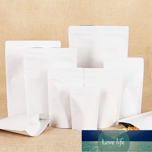 Vente en gros Blanc Stand-up Kraft Papier Zipper Foil Sacs Refermable Snack Poudre Café Chocolat Auto-scellant Blanc Cadeaux Sac Usine prix conception experte Qualité