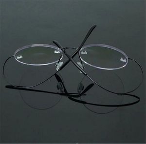 Gros-Gros-Steve Jobs Star Style Ultra-léger Mémoire Titane Sans Monture Myopie E Optses Cadre Hommes Lunettes Oculos De Grau 6Pcs / Lot