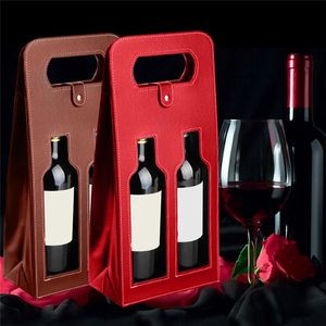 Sacs à vin en gros, boîte d'emballage cadeau de transport de vin rouge de haute qualité avec fourre-tout en cuir, sac à vin creux