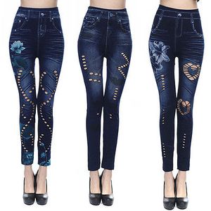 Al por mayor-Pantalones flacos de mujer Jeggings Leggings delgados elásticos Jeans Pantalones ajustados con lápiz