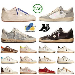 Venta al por mayor para mujer para hombre de lujo Vintage Ball Star diseñador zapatos casuales hechos a mano cuero de gamuza oro brillo zapatillas mocasines Italia marca zapatillas de deporte plata superior