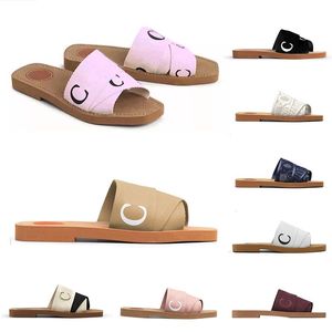 wholesale Woody Flat Mulas Diapositivas Sandalias Hombres Mujeres Zapatillas blanco rosa Lona Punta cuadrada Bordado de encaje Serpiente Para hombre Sandalia de verano Moda Playa Al aire libre Hogar 35-42