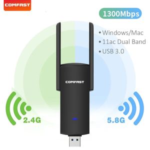 Wi Fi Finders USB Wifi Adapter 1300Mbps RTL8812BU Dual Band for PC Black Ethernet Dongle External Antenna Wi Fi Receiver Network Card 231019