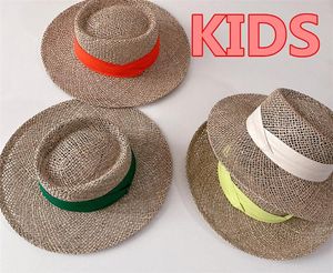 Chapeaux à large bord 202304-lele tissé à la main herbe salée évider parasol enfants Fedoras casquette enfants Jazz Panama chapeau