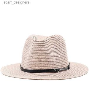 Sombreros de borde anchos sombreros de cubo de la moda nueva sombrero de paja suave de panamas natural para hombres ancianos ancianos beach gat de sol de protección UV fedora venta caliente al por mayor Y240409