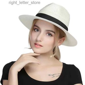 Sombreros de ala ancha Sombreros de cubo Moda Nuevo Panamá natural Sombrero de paja suave Verano Mujeres Hombres de ala ancha Playa Sombrero para el sol Protección UV Fedora Venta caliente al por mayor YQ231215