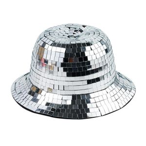 Chapeaux à large bord Chapeaux seau Glitter Mirror Disco Bucket Hat Superbes chapeaux Disco Ball pour DJ Glitter Paillettes Seau Chapeau pour Club Stage Bar Party Dance 230620