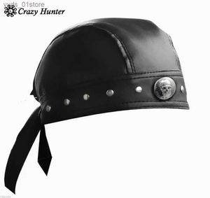 Chapeaux à large bord chapeaux de seau en cuir Bandana Biker Doo Do Rag Headwr moto hommes crâne C Csmith du Rag L240308