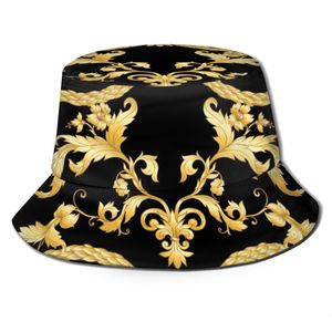 Chapeaux à large bord Chapeaux seau Luxe Motif floral Fleurs Chapeau de pêcheur doré Femmes Mode Été Randonnée Chapeaux pour filles Dames Chapeau de soleil en plein air Dropship 230228