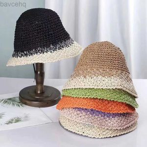 Chapeaux à bord large chapeau de seau Nouveau 6 couleurs Crochet d'été Paille de plage Capure de seau pour femmes Spring Fish Hat Outdoor Dames Hat Dropshipping Wholesals 240407