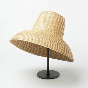 Chapeaux à large bord seau lampe forme chapeau de soleil pour femmes grand été plage dames haut haut paille Protection UV Derby voyage 230729