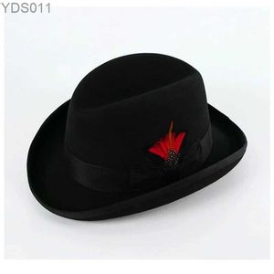 Bucket Worth Hat Hats Bucket Fedora Trilby Jazz Wool Humboldt Top Homburg Hip Hop British Short ShapiMed Flejed Padrino YQ240403