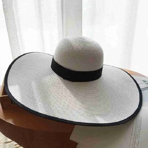 Chapeaux à large bord seau été simple disquette chapeau de soleil marron plage filles voyage pliant paille protection solaire H240330