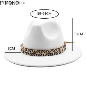 Hates de borde anchos Bucket Winter Winter Fedora Womens Hat 59-61cm Gran tamaño Trilby Jazz Chapeau de boda Chapeau YQ240407