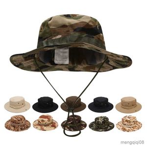 Wide Brim Hats Camouflage Boonie Men Hat Tactical US Army Bucket Military Summer Cap Outdoor Camo Sun Caps R230607