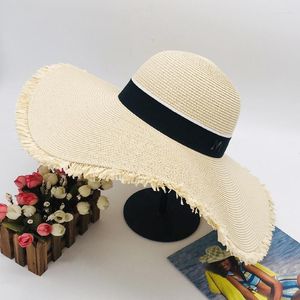 Chapeaux à large bord femme été Version coréenne Chaosha chapeau de plage Chariot cheval cryptage tresse casquette à visière grande herbe soleil