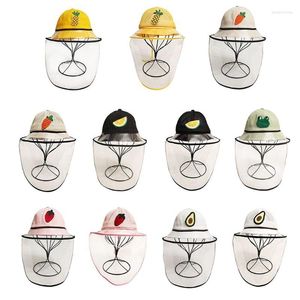 Cappelli a tesa larga Infant Baby Kids Cappello protettivo a secchiello staccabile Visiera trasparente anti-saliva Frutta carina per berretto da ricamo RANA