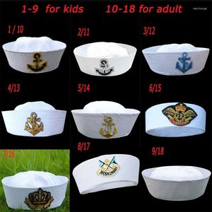 Sombreros de ala ancha Capitán blanco militar Sombrero de marinero Marina Gorras marinas con ancla Ejército para mujeres Hombres Niño Accesorios de cosplay de lujo